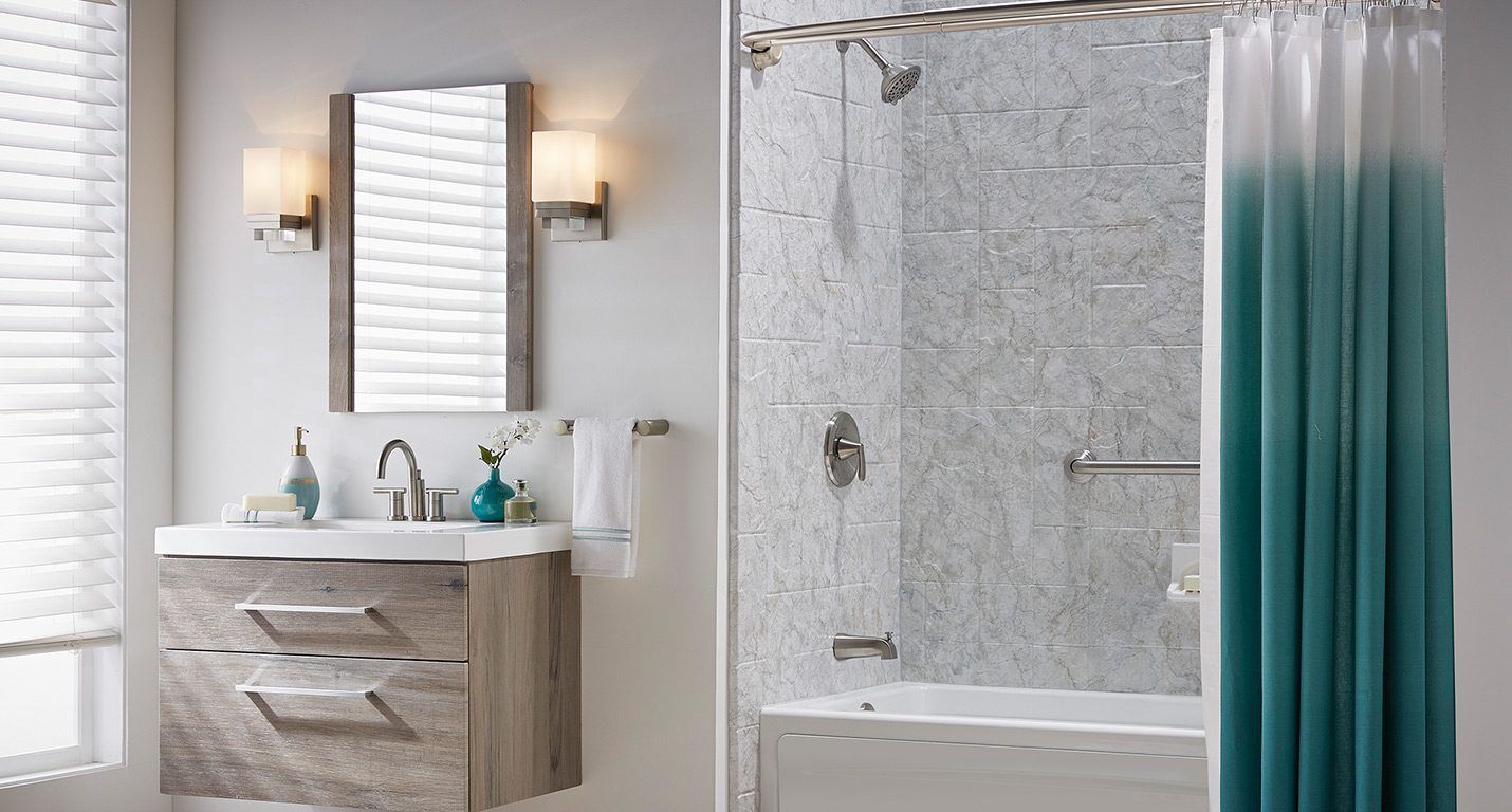 Full bath with Patterned Tile Finish